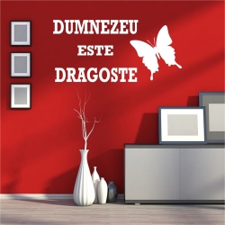 Sticker decupat pentru perete, Dumnezeu este dragoste!